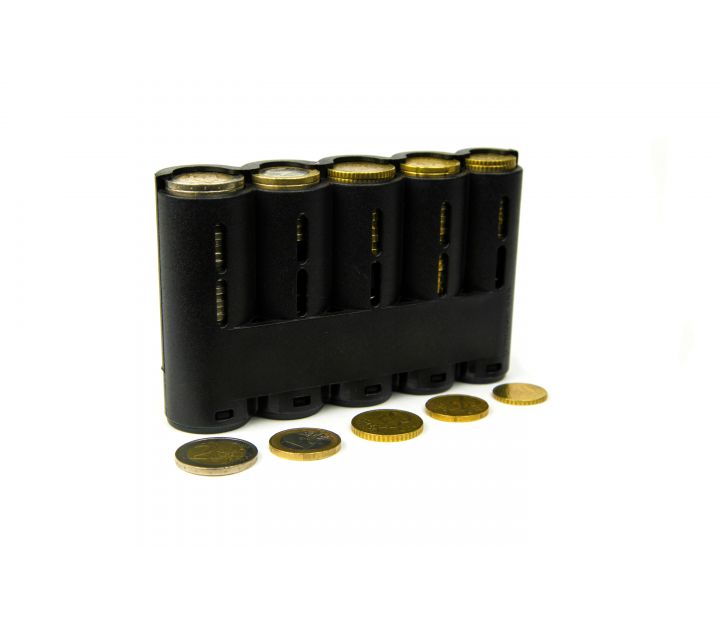 Euro Coin Dispenser Five Slot Standing with Coins